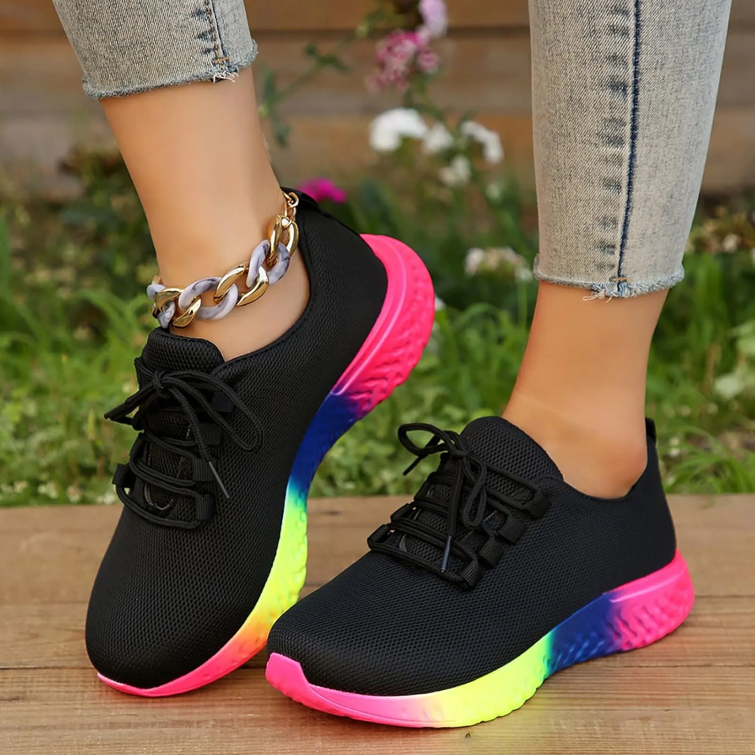 SBGMoSJ Wide Toe Box Gym Shoes Women Slip On Sneakers Women Wide Winter Womens Casual Shoes for Jeans Running Shoes Womens Black Womens Black Sneakers Size 9 Wide