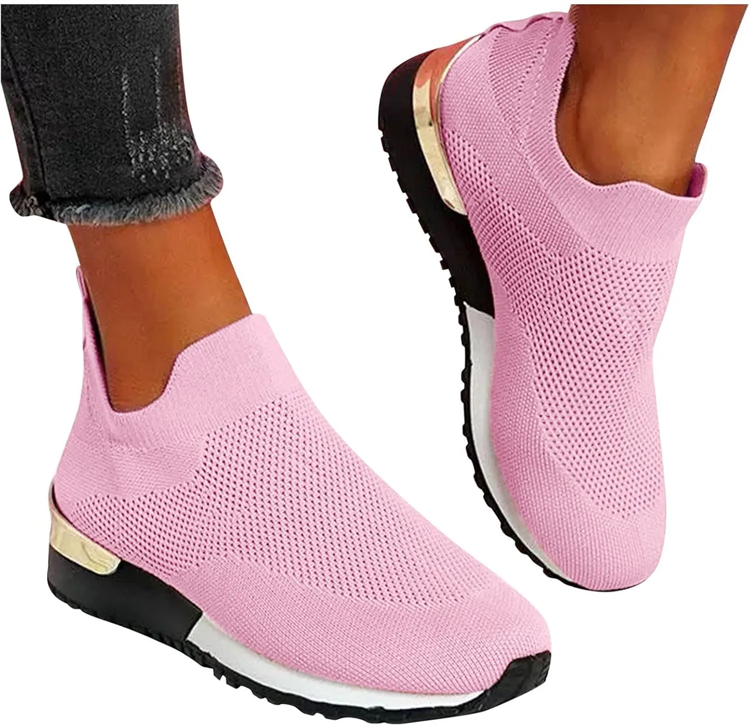 SBGMoSJ Womens Sneakers 7.5 2023 Womens Running Shoes Size 11 Wide Womens Sneakers Size 8 Slip Ons Fall High Top Sneakers for Women 2023 White Women's Athletic Walking Shoes Slip On Casual Mesh