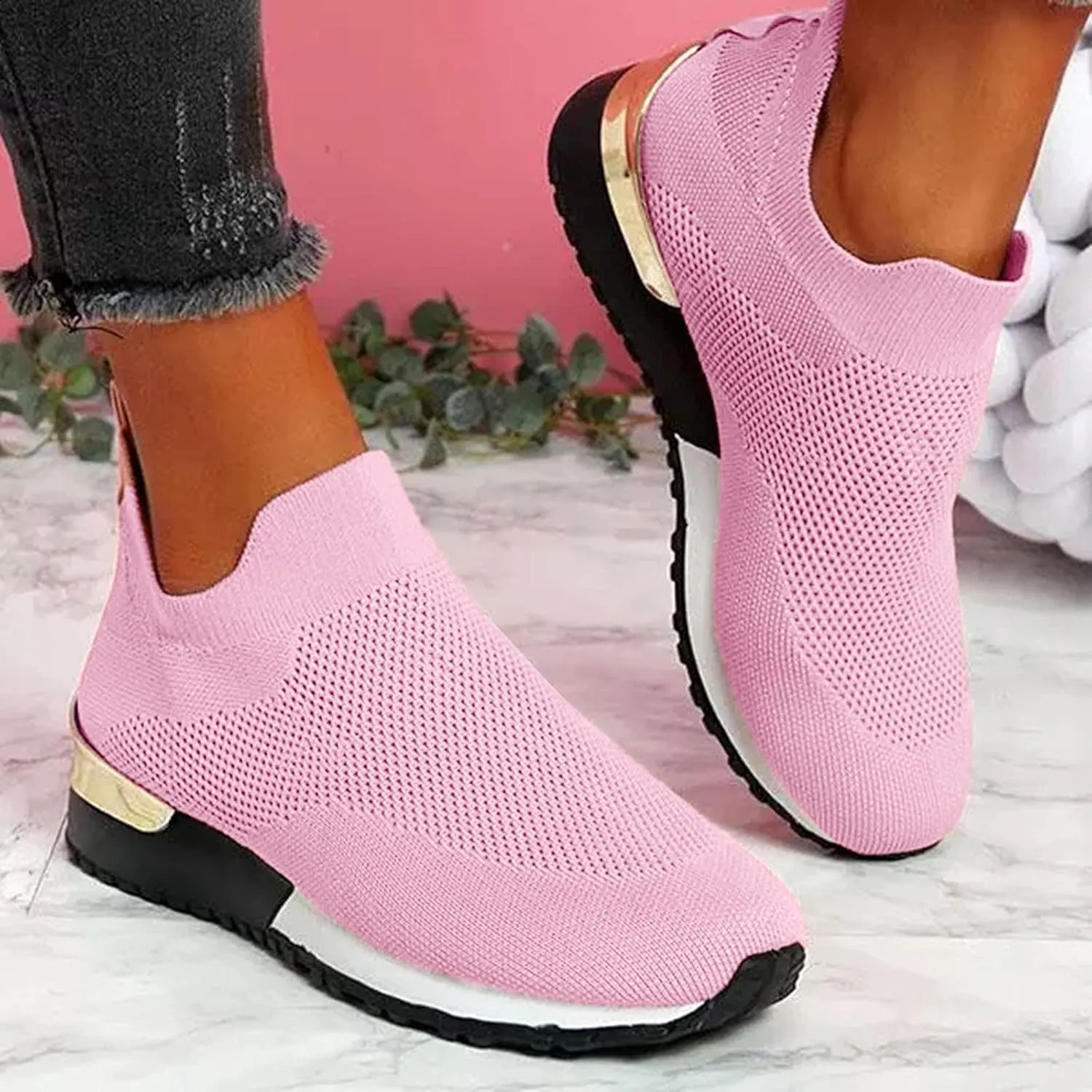 SBGMoSJ Womens Sneakers 7.5 2023 Womens Running Shoes Size 11 Wide Womens Sneakers Size 8 Slip Ons Fall High Top Sneakers for Women 2023 White Women's Athletic Walking Shoes Slip On Casual Mesh
