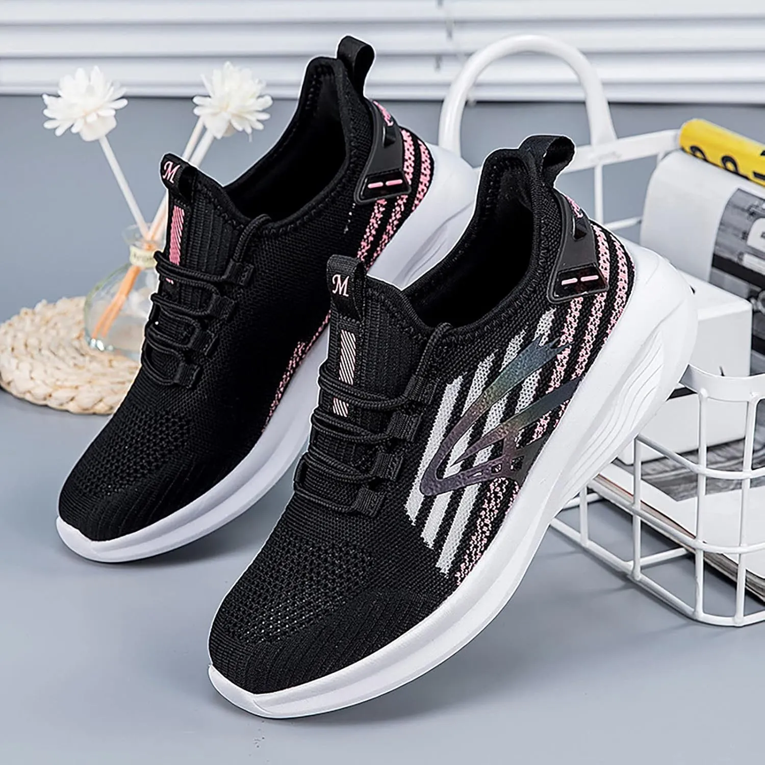 SBGMoSJ Women's Sneakers Size 8 Wide Zapatillas Sin Cordones para Mujer Shoes for Women Sneakers Slip Ons Casual Sneakers for Women Wide Width Womens Shoes Nursing Casual Slip Ons Wide Width