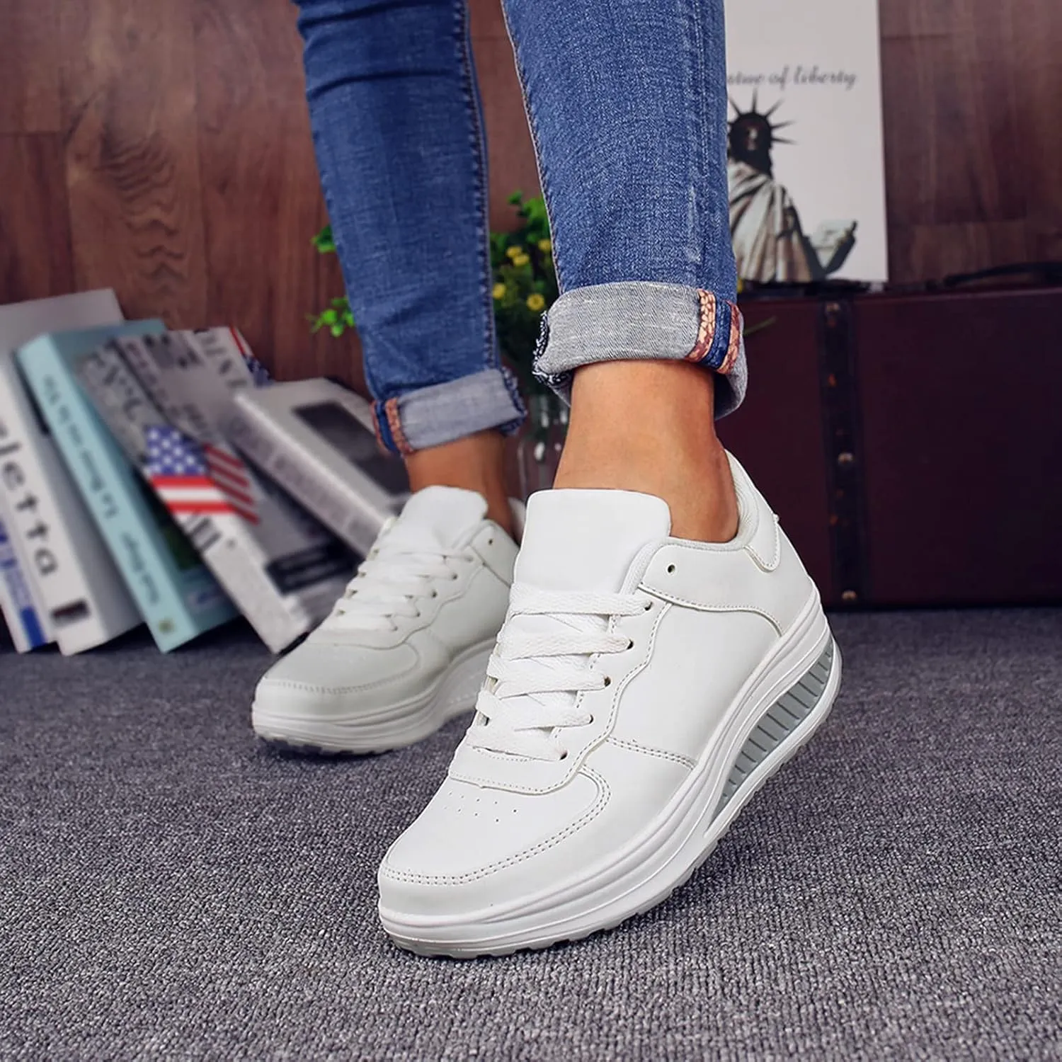 SBGMoSJ Womens White Sneakers Orthopedic Shoes for Women Dressy Low Heel Wide Width Black Black Tennis Shoes for Women Women's Fashion Platform High Top Sneakers Comfy Shoes for Women Slip On Dressy