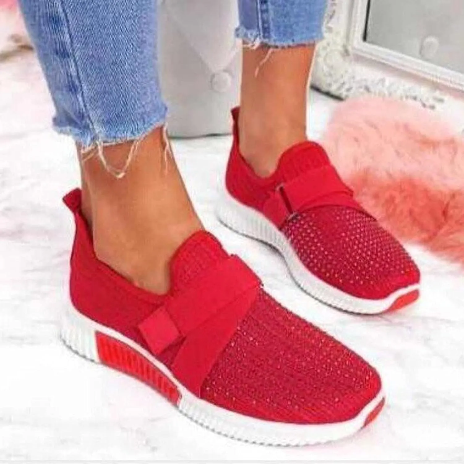 Slip On Shoes Women Mesh Breathable Business Casual Shoes Waterproof Sneakers Sneakers for Women Running Fashion Walking Basketball Shoe Grip Casual Loafers