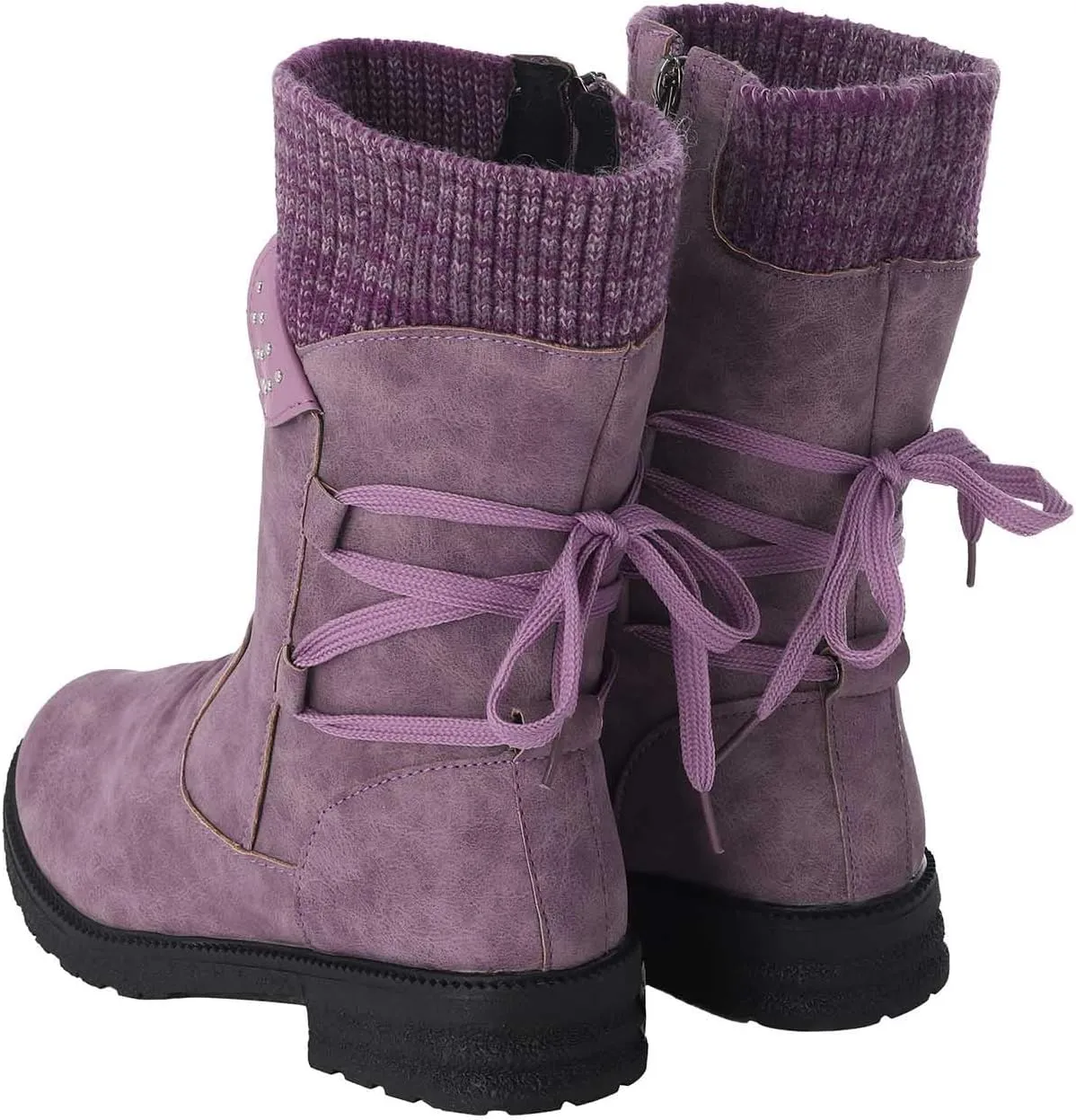 Snow Boots for Women Mid Calf Boots Women Vintage Casual Winter Working shoes Non-slip Lightweight Side Zipper Boots