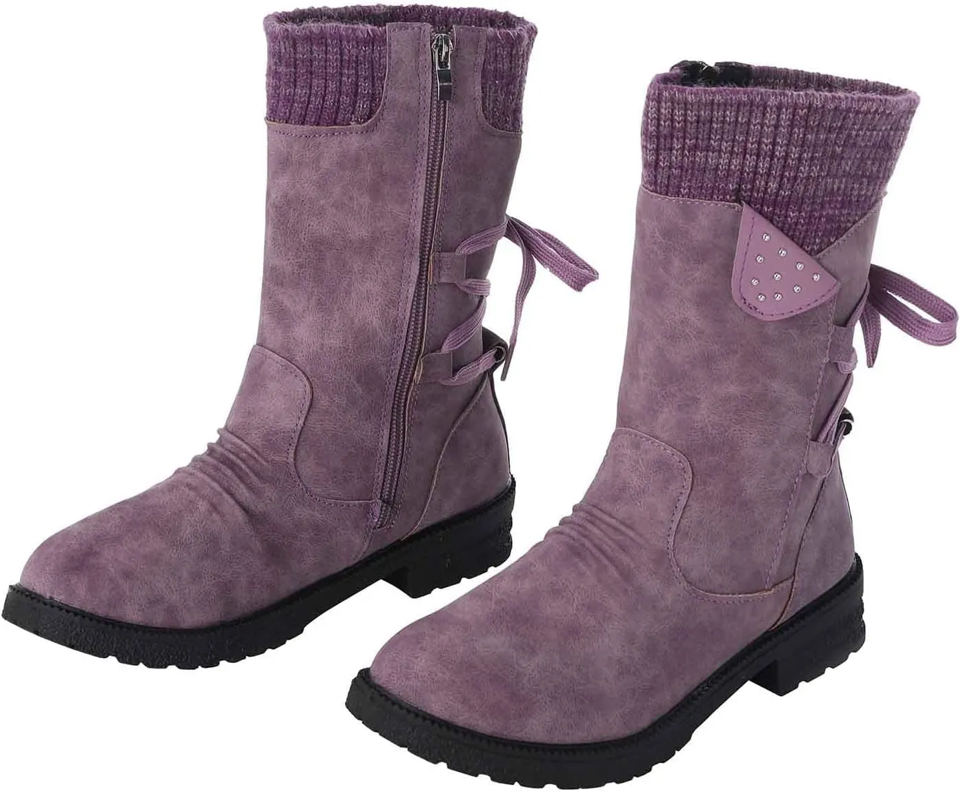 Snow Boots for Women Mid Calf Boots Women Vintage Casual Winter Working shoes Non-slip Lightweight Side Zipper Boots