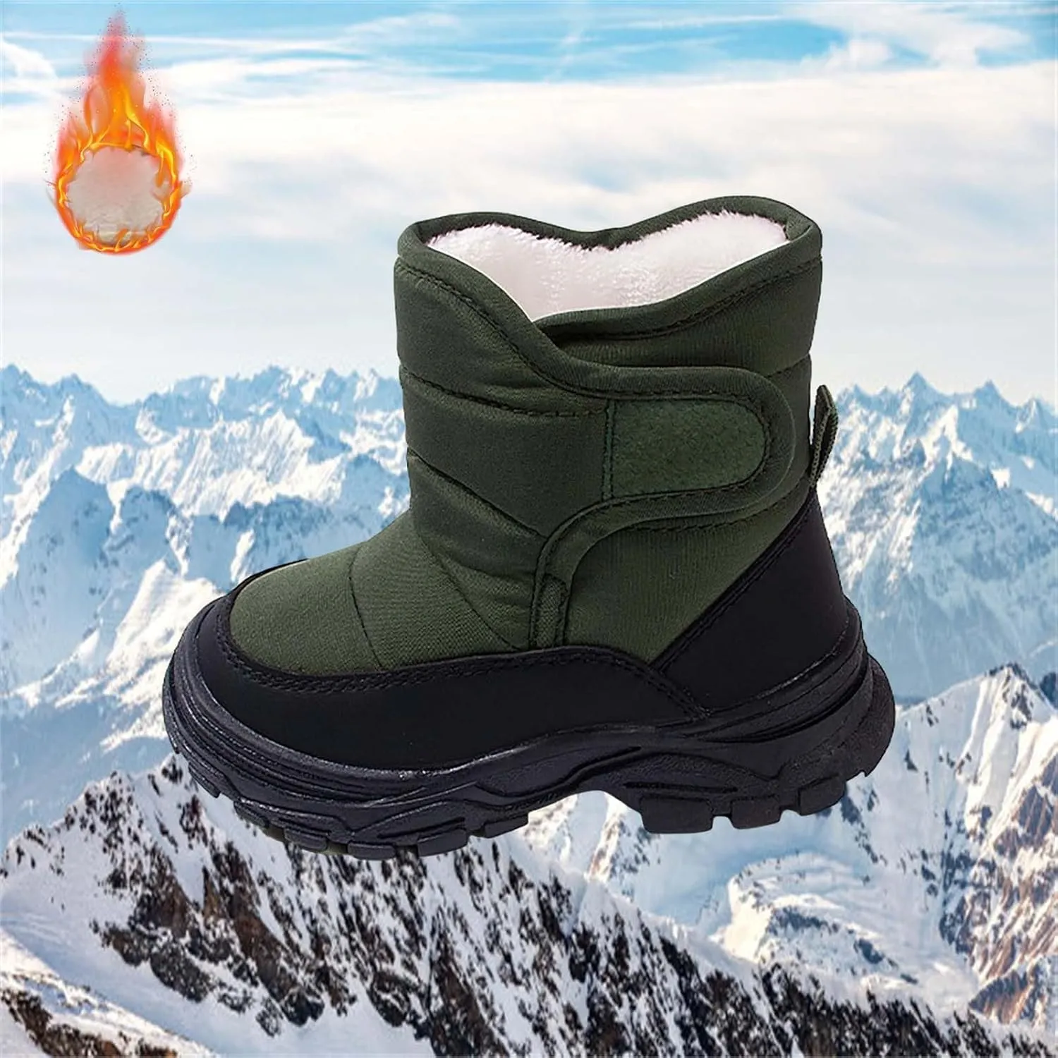 Toddler Rubber Sole Cotton Fuzzy Snow Booties Open Toe Fashion Loafers Shoes Warm Comfy Outdoor Ski Non Slip Sport Shoes