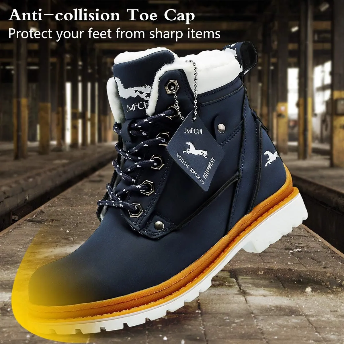 VITUOFLY Boys Hiking Boots Kids Hiking Shoes Girls Outdoor Warm Winter Snow Boots Adventure Trekking Shoes Anti-skid Sneakers Steel Buckle Durable Comfortable