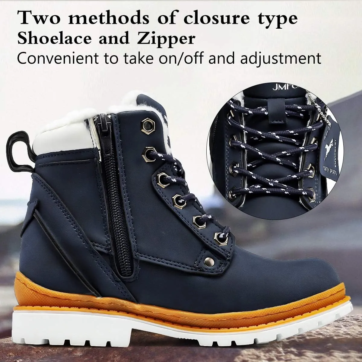 VITUOFLY Boys Hiking Boots Kids Hiking Shoes Girls Outdoor Warm Winter Snow Boots Adventure Trekking Shoes Anti-skid Sneakers Steel Buckle Durable Comfortable
