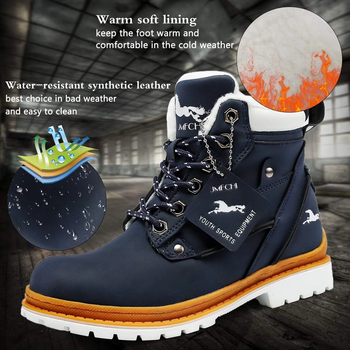 VITUOFLY Boys Hiking Boots Kids Hiking Shoes Girls Outdoor Warm Winter Snow Boots Adventure Trekking Shoes Anti-skid Sneakers Steel Buckle Durable Comfortable