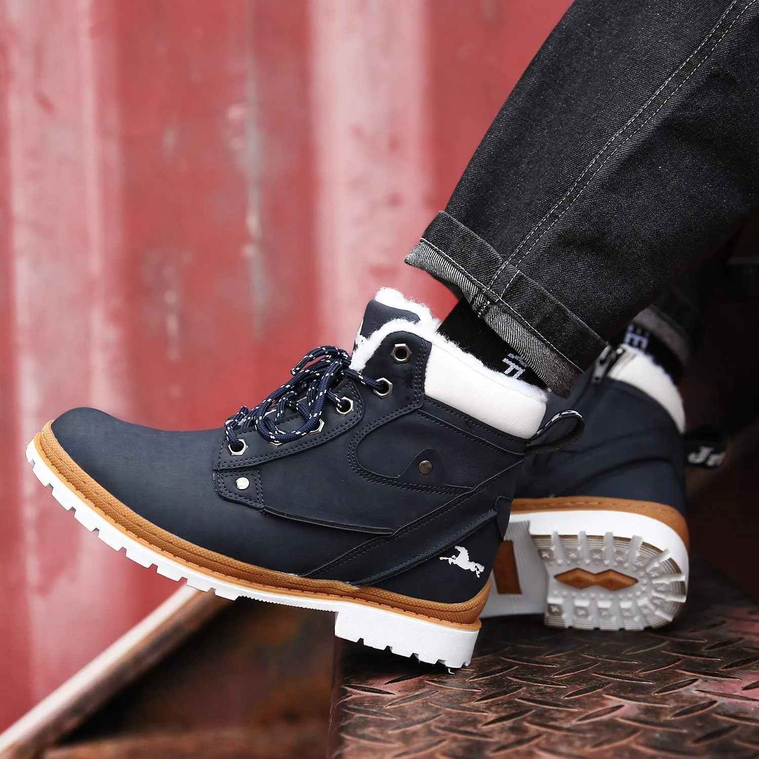 VITUOFLY Boys Hiking Boots Kids Hiking Shoes Girls Outdoor Warm Winter Snow Boots Adventure Trekking Shoes Anti-skid Sneakers Steel Buckle Durable Comfortable