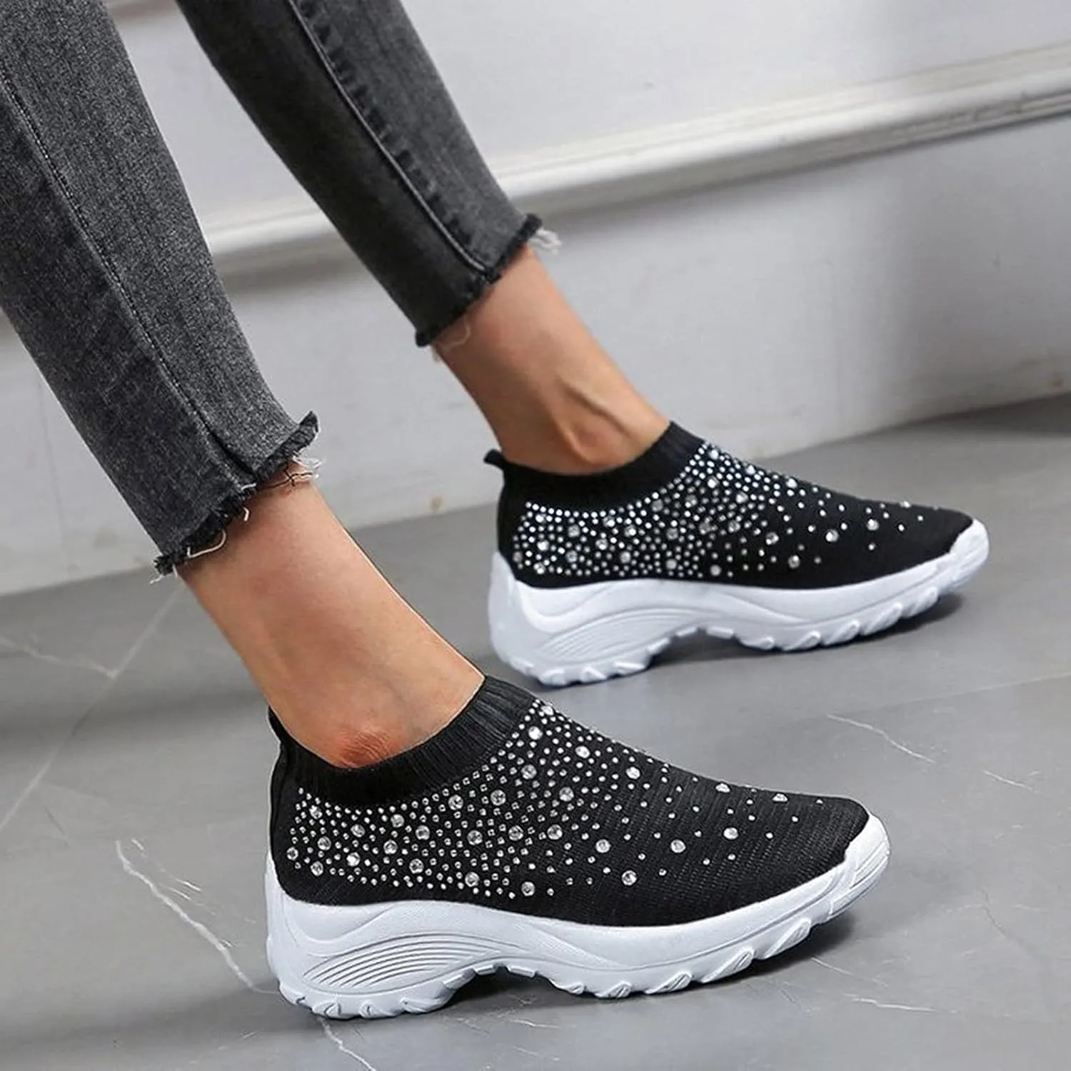 Wedge Sneakers for Women Size 11 Wide Size 11 Non Slip Shoes Women Womens Athletic Shoes Size 9 Narrow Wedge Sneakers for Women Comfortable Dressy Zapatos Antiderrapantes Para Mujer