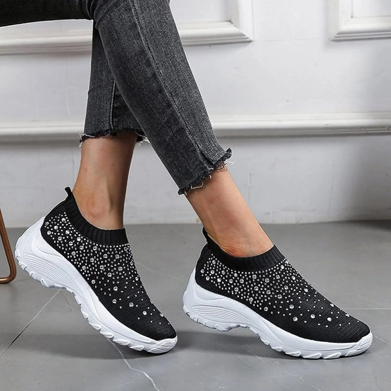 Wedge Sneakers for Women Size 11 Wide Size 11 Non Slip Shoes Women Womens Athletic Shoes Size 9 Narrow Wedge Sneakers for Women Comfortable Dressy Zapatos Antiderrapantes Para Mujer