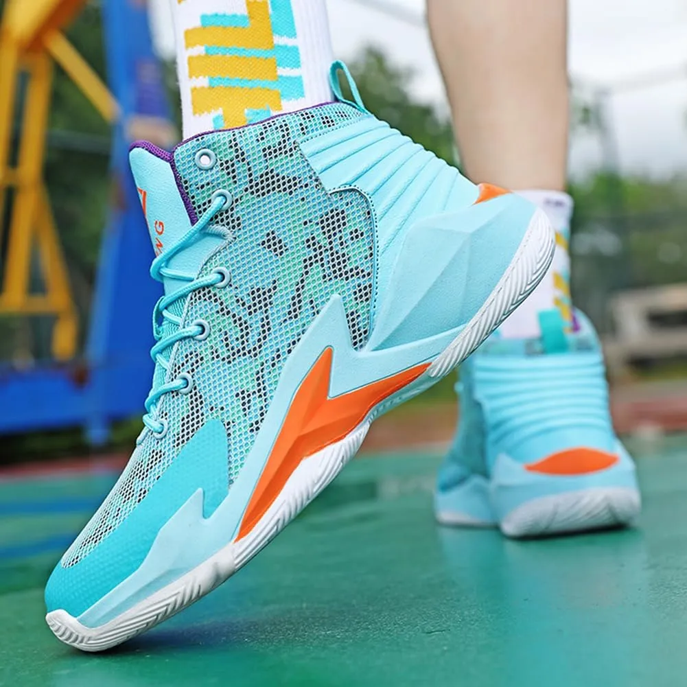 WILTENA Womens Fashion Breathable Basketball Shoes Mens Outdoor Mesh Sneakers Anti Slip Cushion Sports Shoes for Running Walking Training