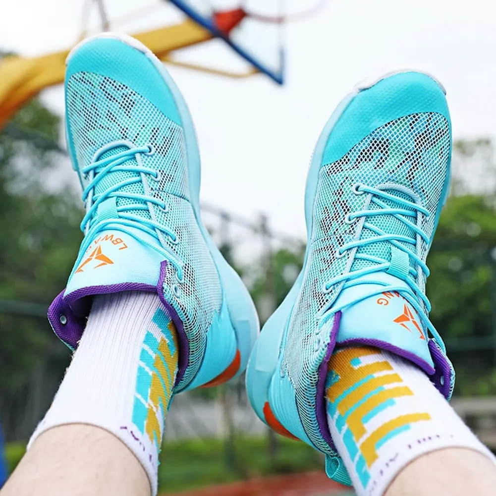 WILTENA Womens Fashion Breathable Basketball Shoes Mens Outdoor Mesh Sneakers Anti Slip Cushion Sports Shoes for Running Walking Training