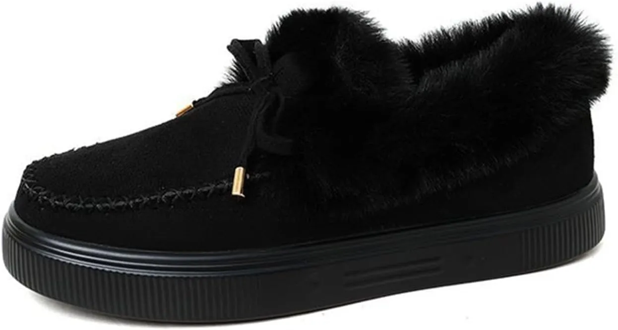 Winter Boots For Women 2024 Snow Boots Warm Fur Lined Anti-Slip Outdoor Slip On Ankle Booties Comfort Loafers Shoes