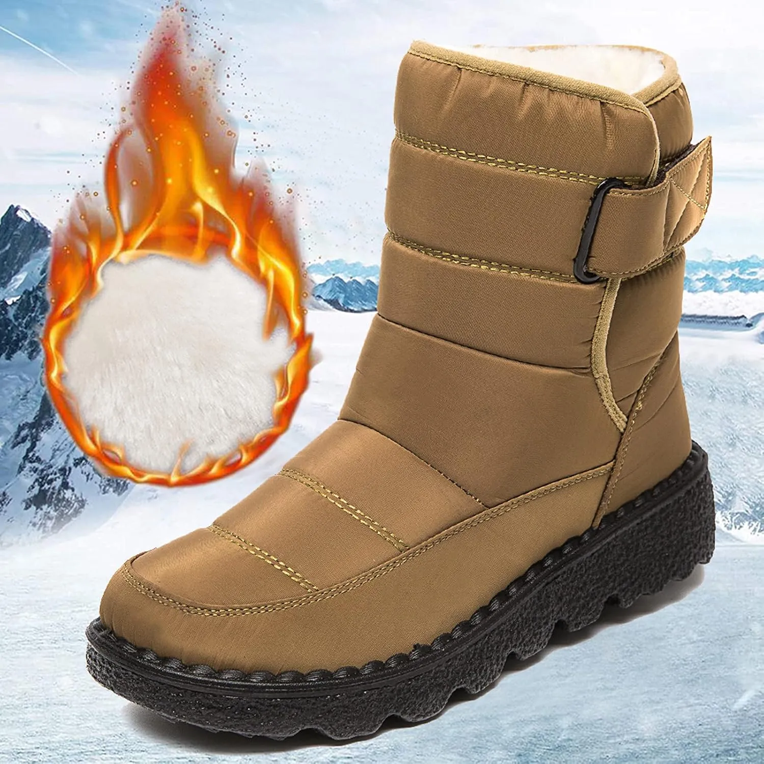 Winter Boots for Women Wide Adults Lined Snow Boots Women Winter Snow Boots Warm Fur Lined Women's Slip On Boot Winter Womens Fall Shoes Men Winter Booties