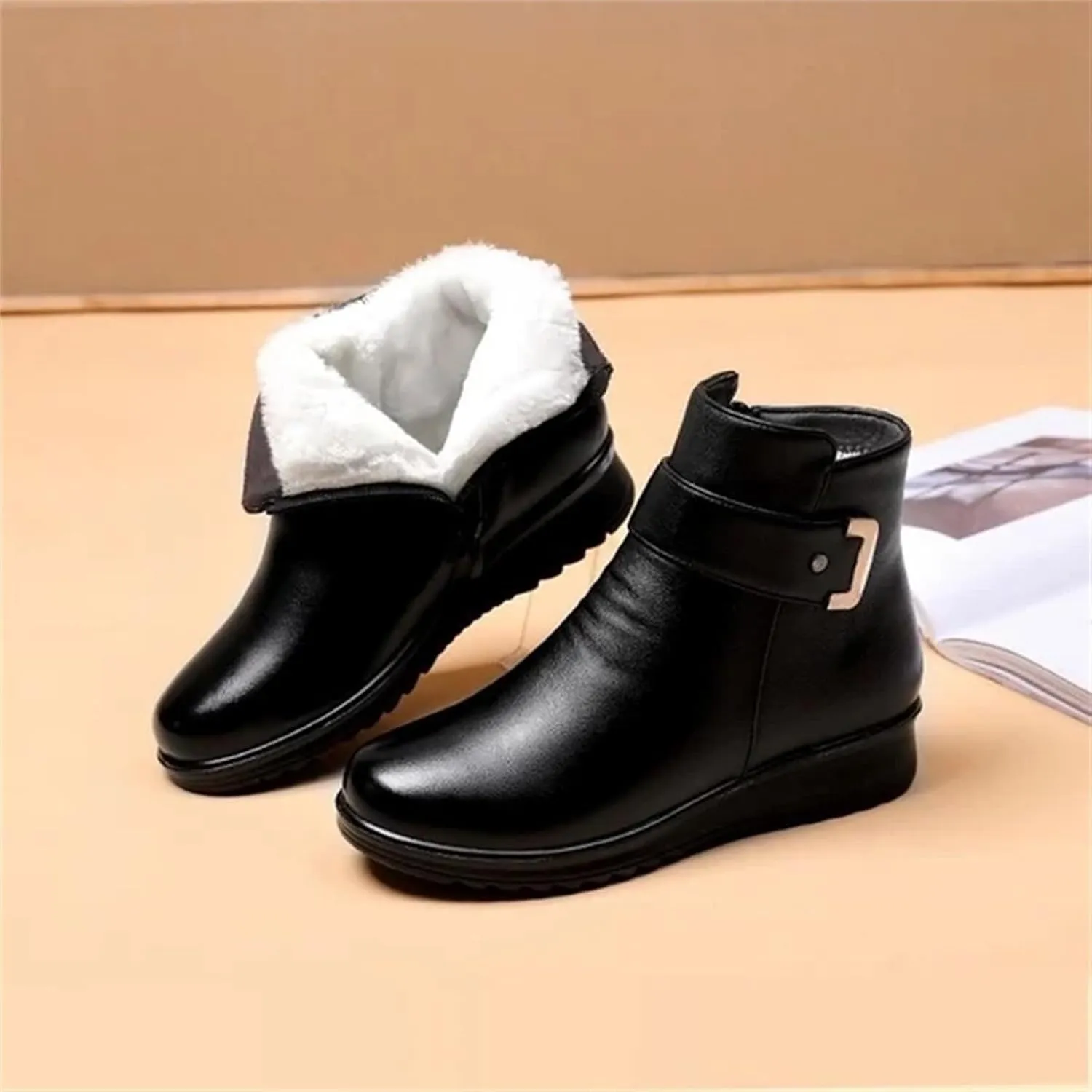 Winter Boots for Women Wide Adults Lined Snow Boots Women Winter Snow Boots Warm Fur Lined Women's Slip On Boot Winter Womens Fall Shoes Men Winter Booties