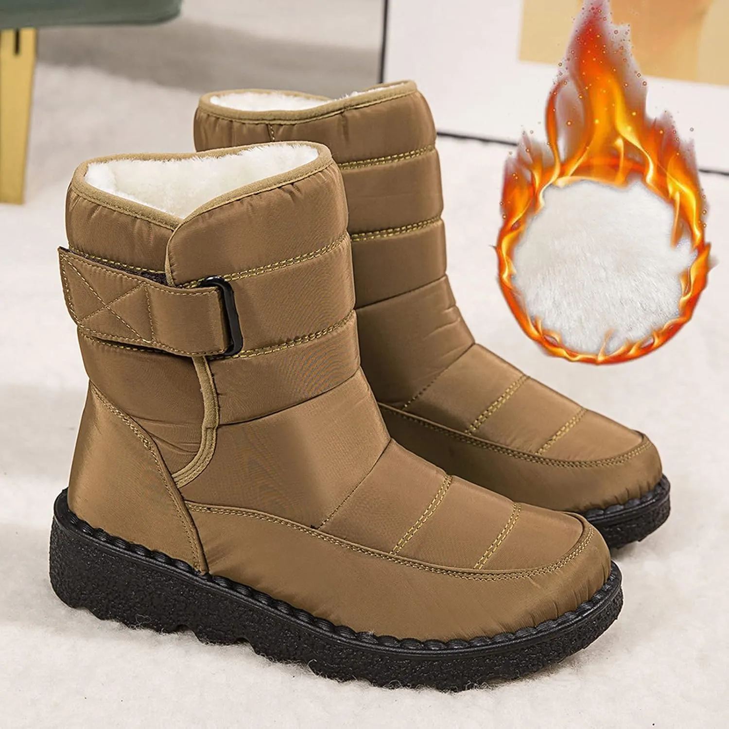 Winter Boots for Women Wide Adults Lined Snow Boots Women Winter Snow Boots Warm Fur Lined Women's Slip On Boot Winter Womens Fall Shoes Men Winter Booties
