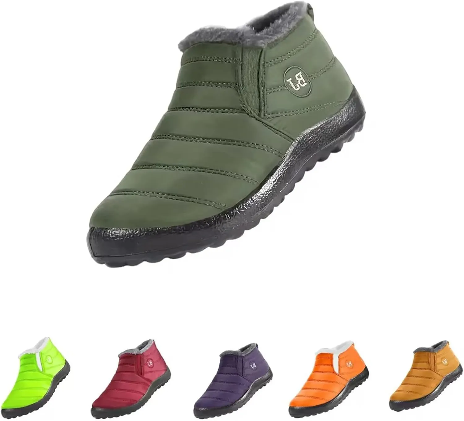 Women Boots Winter Waterproof Slip On Adults Womens Warm Fur Lined Snow Boots Solid Color Low Top Boot Mens Running Shoes Barefoots Casual Snow Booties