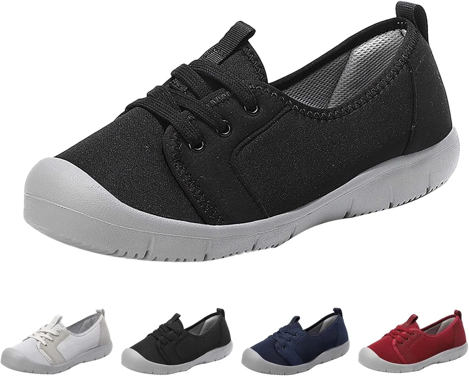 Women Comfortable Slip On Shoes Casual Walking Sneakers Lightweight Canvas Flats Non Slip Breathable Loafers