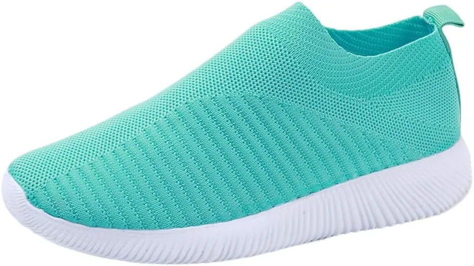 Women Comfortable Slip On Shoes Lightweight Walking Sneakers Canvas Casual Flats Non Slip Elastic Loafers