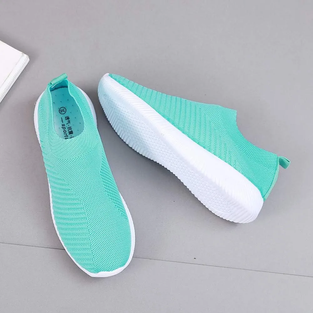 Women Comfortable Slip On Shoes Lightweight Walking Sneakers Canvas Casual Flats Non Slip Elastic Loafers