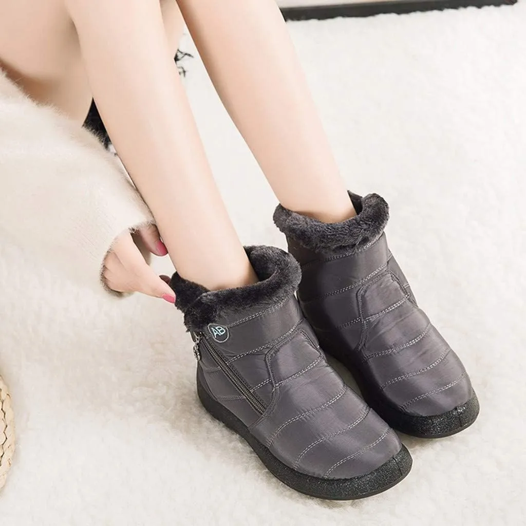 Womens Boots Winter Waterproof Low Snow Boots for Ladies Snow Boots for Women Winter Warm Fur Lined Women's Slip On Winter Boot Chelsea Boots Women Mens Winter Booties