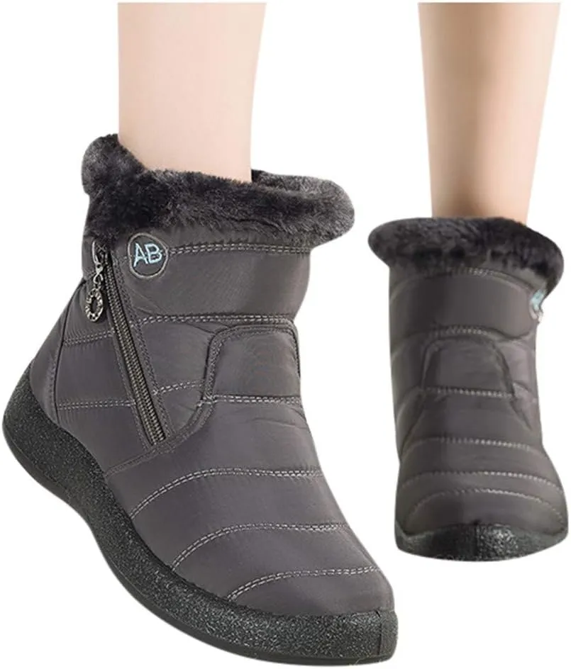 Womens Boots Winter Waterproof Low Snow Boots for Ladies Snow Boots for Women Winter Warm Fur Lined Women's Slip On Winter Boot Chelsea Boots Women Mens Winter Booties