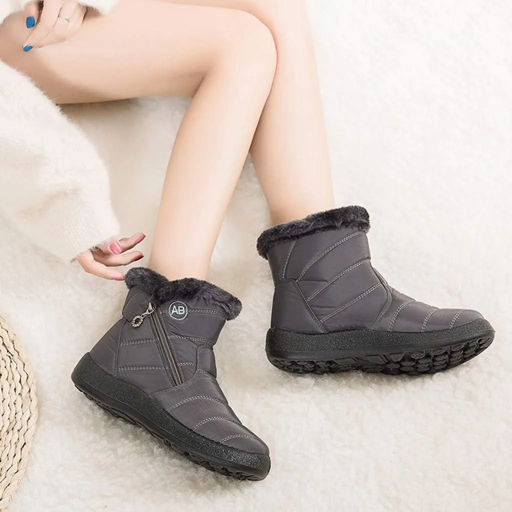Womens Boots Winter Waterproof Low Snow Boots for Ladies Snow Boots for Women Winter Warm Fur Lined Women's Slip On Winter Boot Chelsea Boots Women Mens Winter Booties