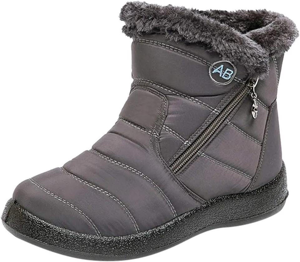 Womens Boots Winter Waterproof Low Snow Boots for Ladies Snow Boots for Women Winter Warm Fur Lined Women's Slip On Winter Boot Chelsea Boots Women Mens Winter Booties