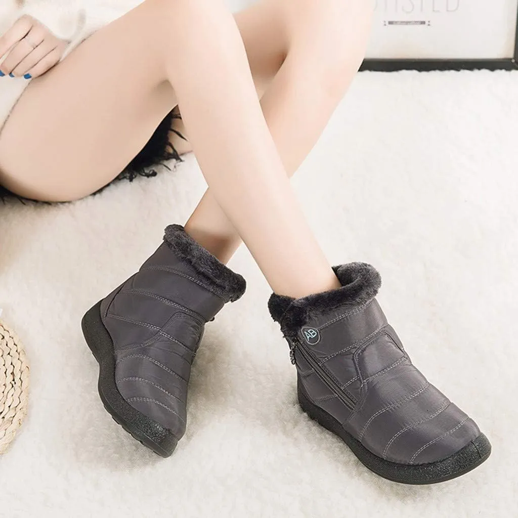 Womens Boots Winter Waterproof Low Snow Boots for Ladies Snow Boots for Women Winter Warm Fur Lined Women's Slip On Winter Boot Chelsea Boots Women Mens Winter Booties
