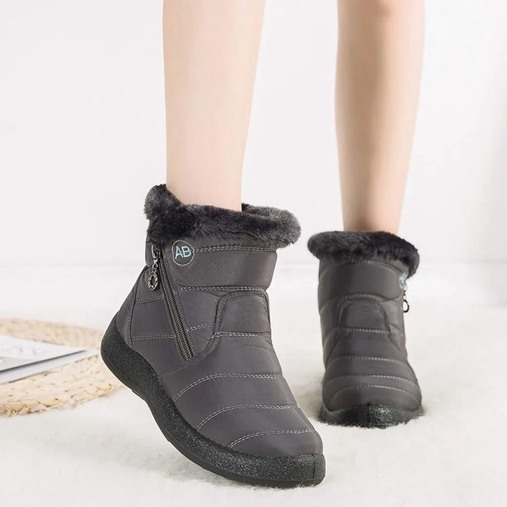 Womens Boots Winter Waterproof Low Snow Boots for Ladies Snow Boots for Women Winter Warm Fur Lined Women's Slip On Winter Boot Chelsea Boots Women Mens Winter Booties