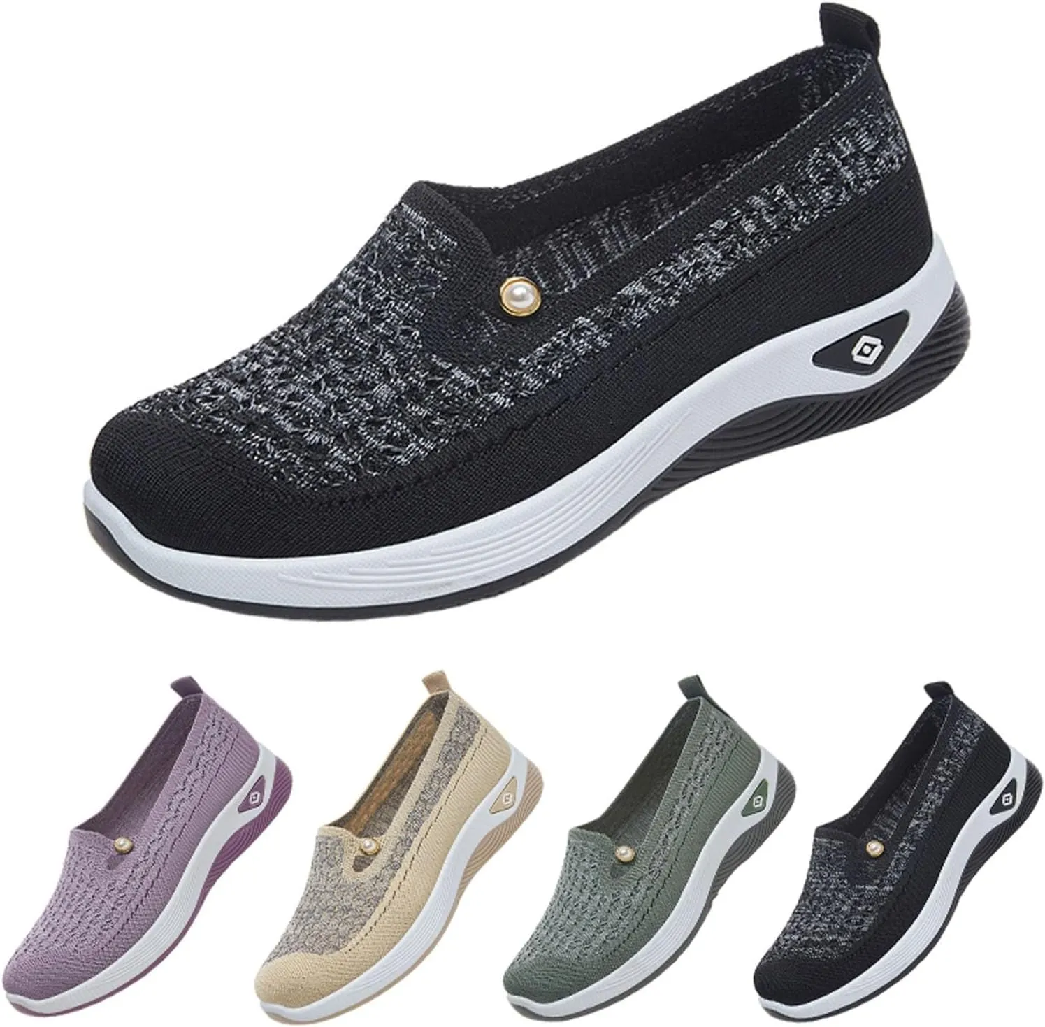 Womens Casual Shoes Slip On Women's Sneakers Loafers Solid Color Lightweight Cute Round Toe Running Shoes Loafers for Women Casual Outdoor Walking Shoe