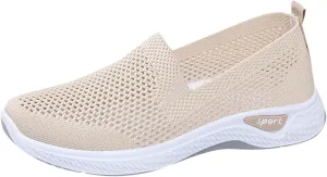 Womens Elastic Slip On Shoes Casual Walking Sneakers Lightweight Canvas Comfortable Flats Non Slip Loafers