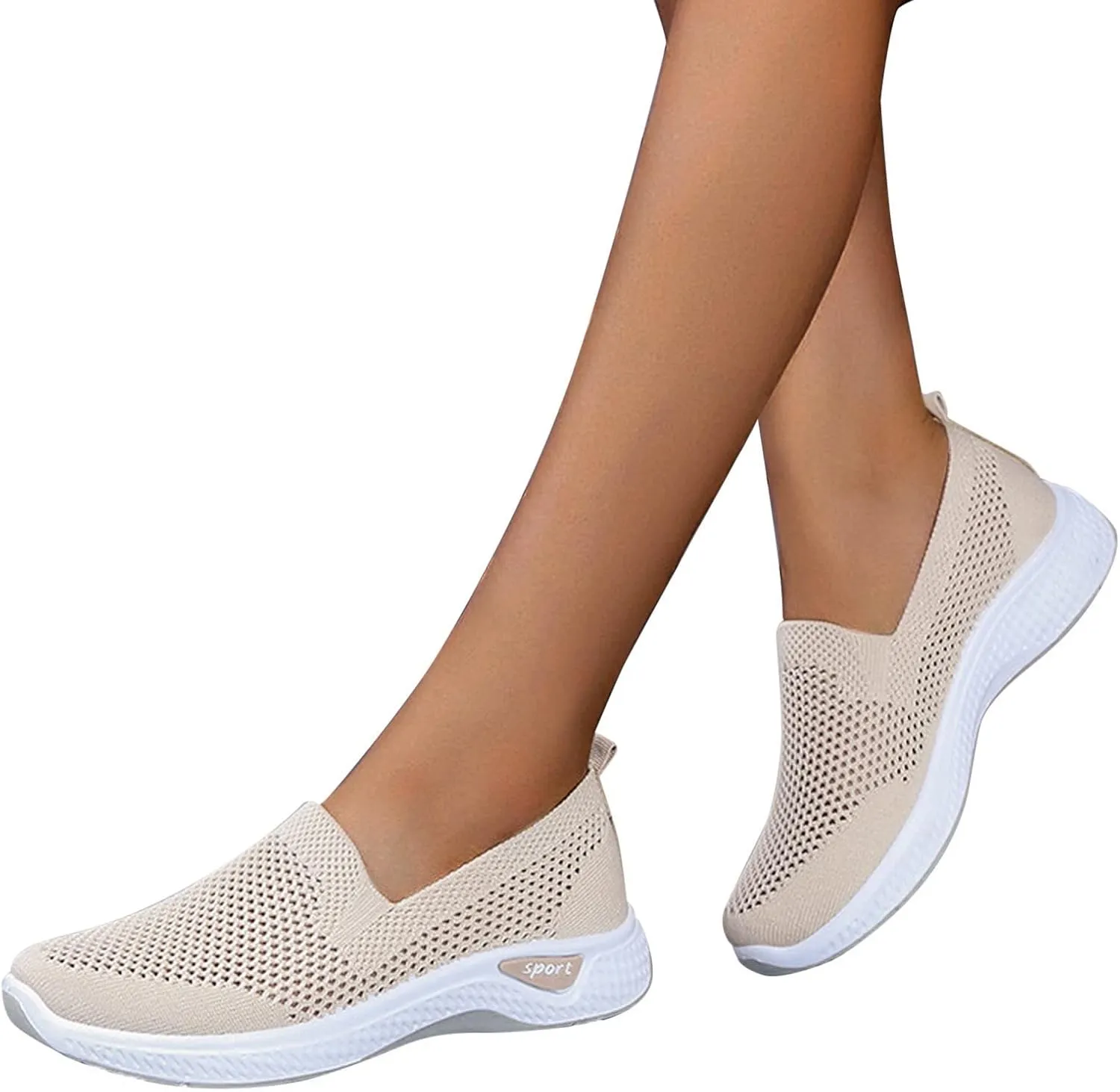 Womens Elastic Slip On Shoes Casual Walking Sneakers Lightweight Canvas Comfortable Flats Non Slip Loafers