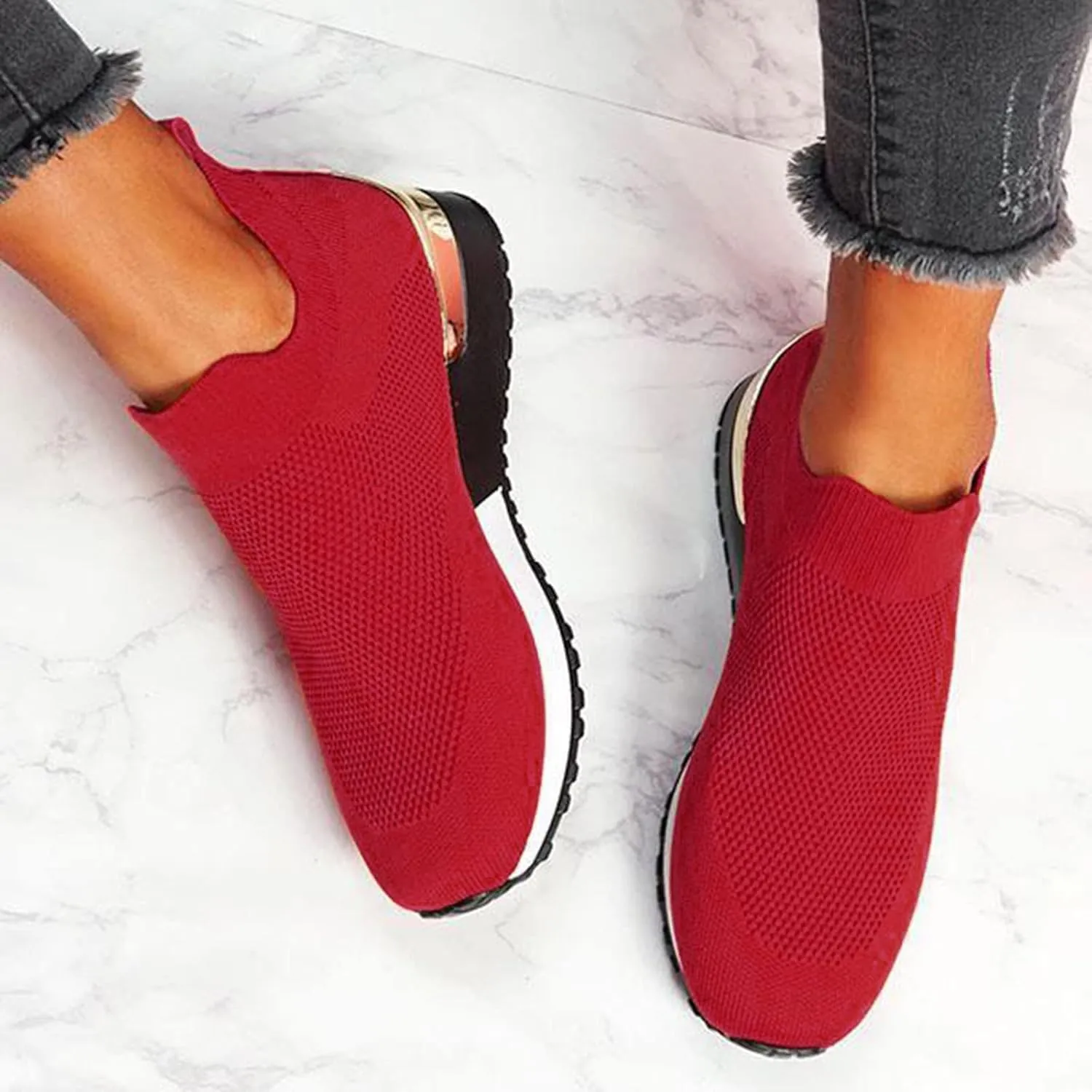 Women's Fashion Sneaker Mesh Slip On Black Non Slip Shoes for Women Comfortable Slip On Tennis Shoes Men Womens Navy Blue Loafers Mens Wide Sneakers