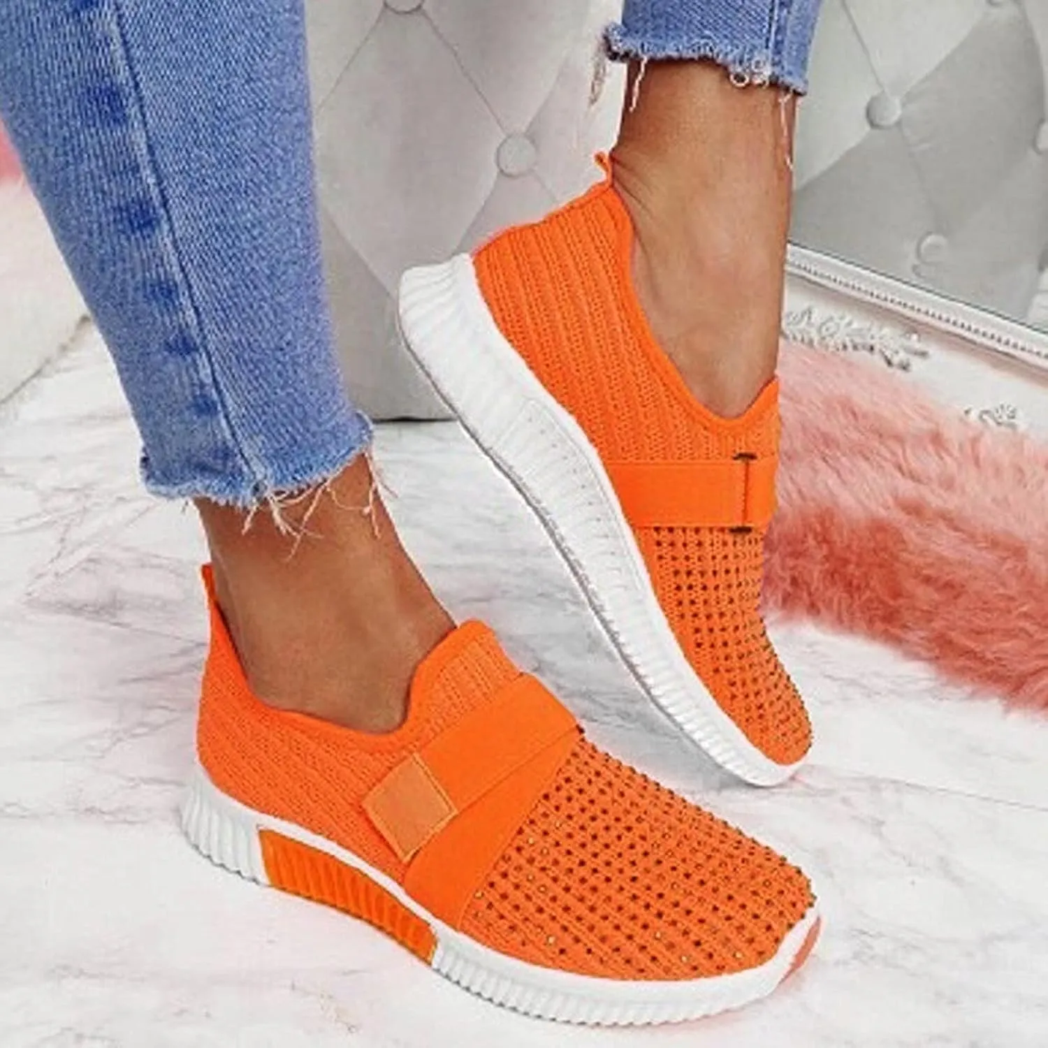 Women's Fashion Sneaker Mesh Slip On Black Non Slip Shoes for Women Comfortable Women Walking Shoes Loafers for Women 2024 High Top Sneakers for Men