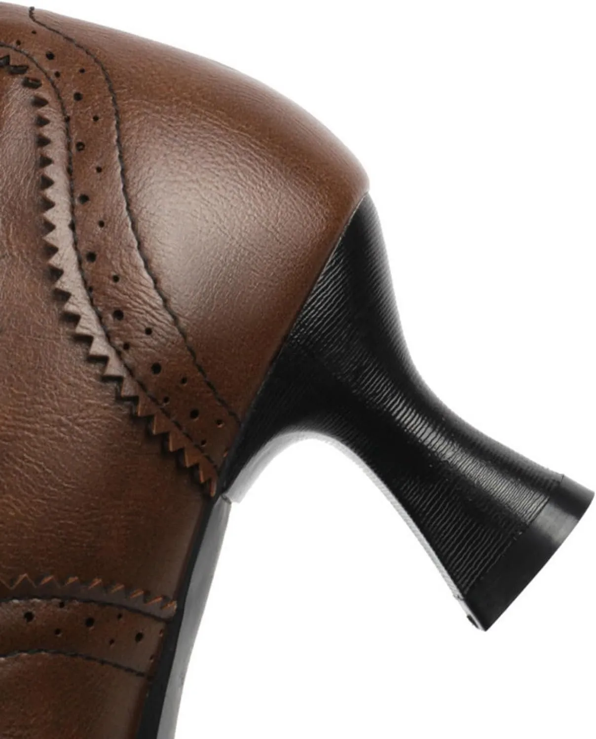 Women's Kitten Low Heel Oxfords Shoes Fashion Round Toe Lace Up Vintage Brogues Comfortable Wingtip High Heel Dress Pumps