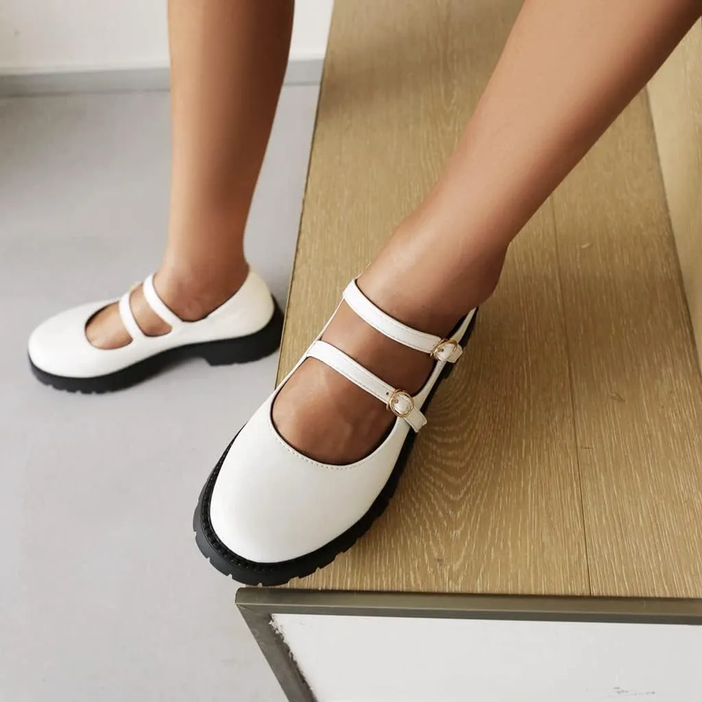 Women's Mary Jane Flats Oxford Shoes Vintage Round Toe Buckle Strap Low Heel Girls Oxfords Dress Shoe