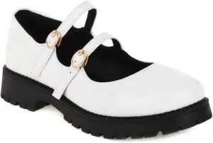 Women's Mary Jane Flats Oxford Shoes Vintage Round Toe Buckle Strap Low Heel Girls Oxfords Dress Shoe