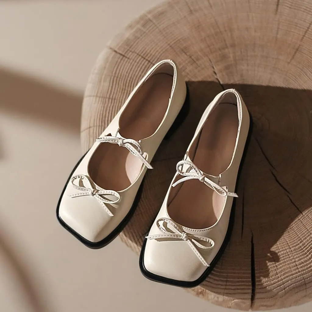 Women's Mary Jane Oxford Shoes Flats Leather Classic Square Toe Tie Low Heel Girls Oxfords Dress Shoe