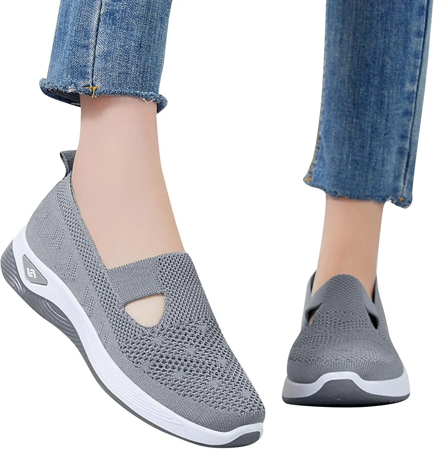 Women's Mesh Shoes Comfortable Soft Bottom Breathable Walking Shoes Large Size Casual One Stirrup Flat Shoes