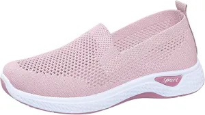 Womens Non Slip Slip On Sneakers Casual Walking Shoes Lightweight Canvas Comfortable Flats Elastic Loafers
