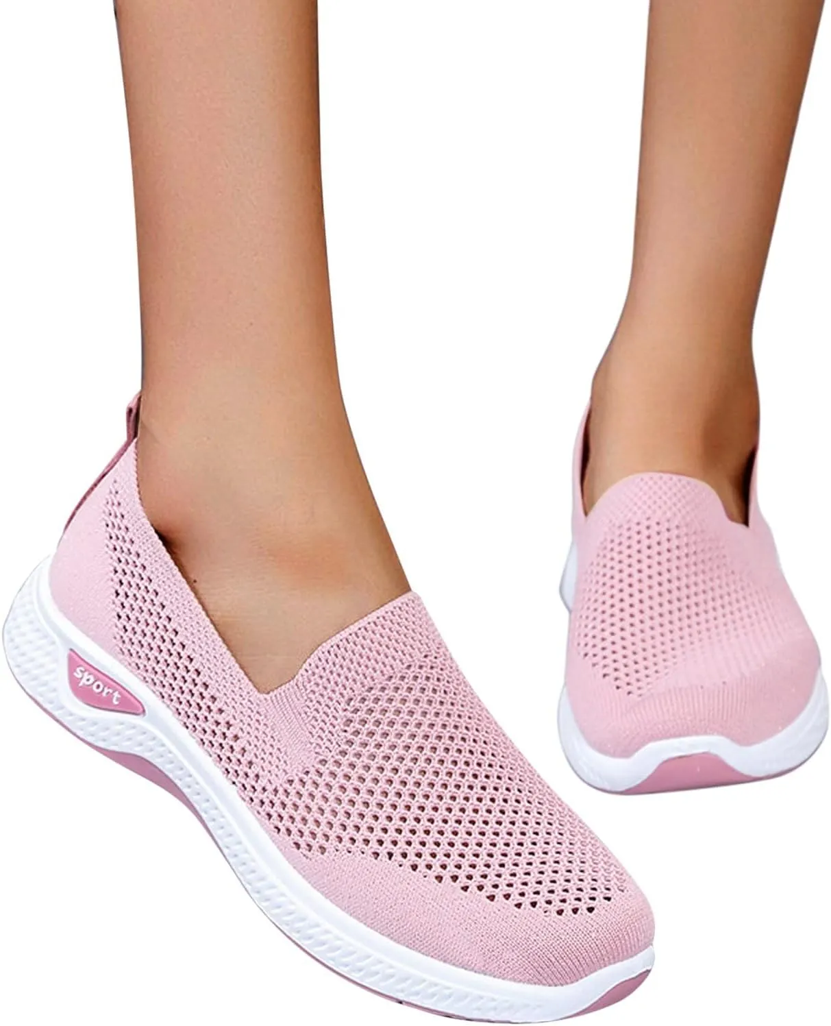 Womens Non Slip Slip On Sneakers Casual Walking Shoes Lightweight Canvas Comfortable Flats Elastic Loafers