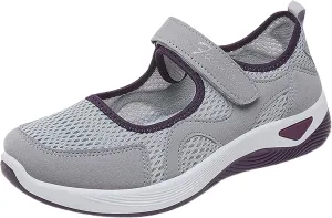 Women's Non Slip Tennis Sneakers Casual Vintage Hook Loop Sneakers Breathable Mesh Workout Shoes Elderly Shoes