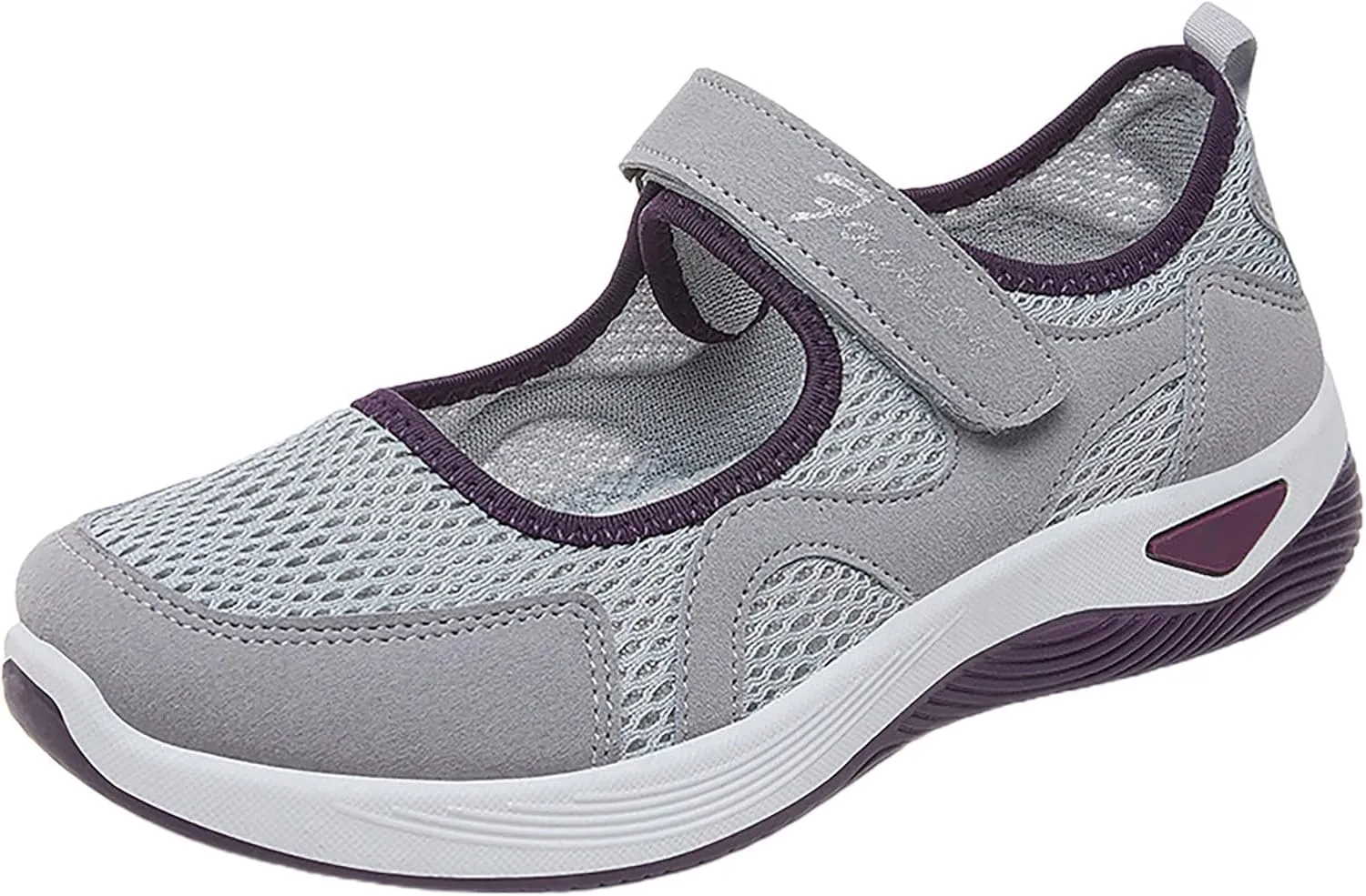Women's Non Slip Tennis Sneakers Casual Vintage Hook Loop Sneakers Breathable Mesh Workout Shoes Elderly Shoes