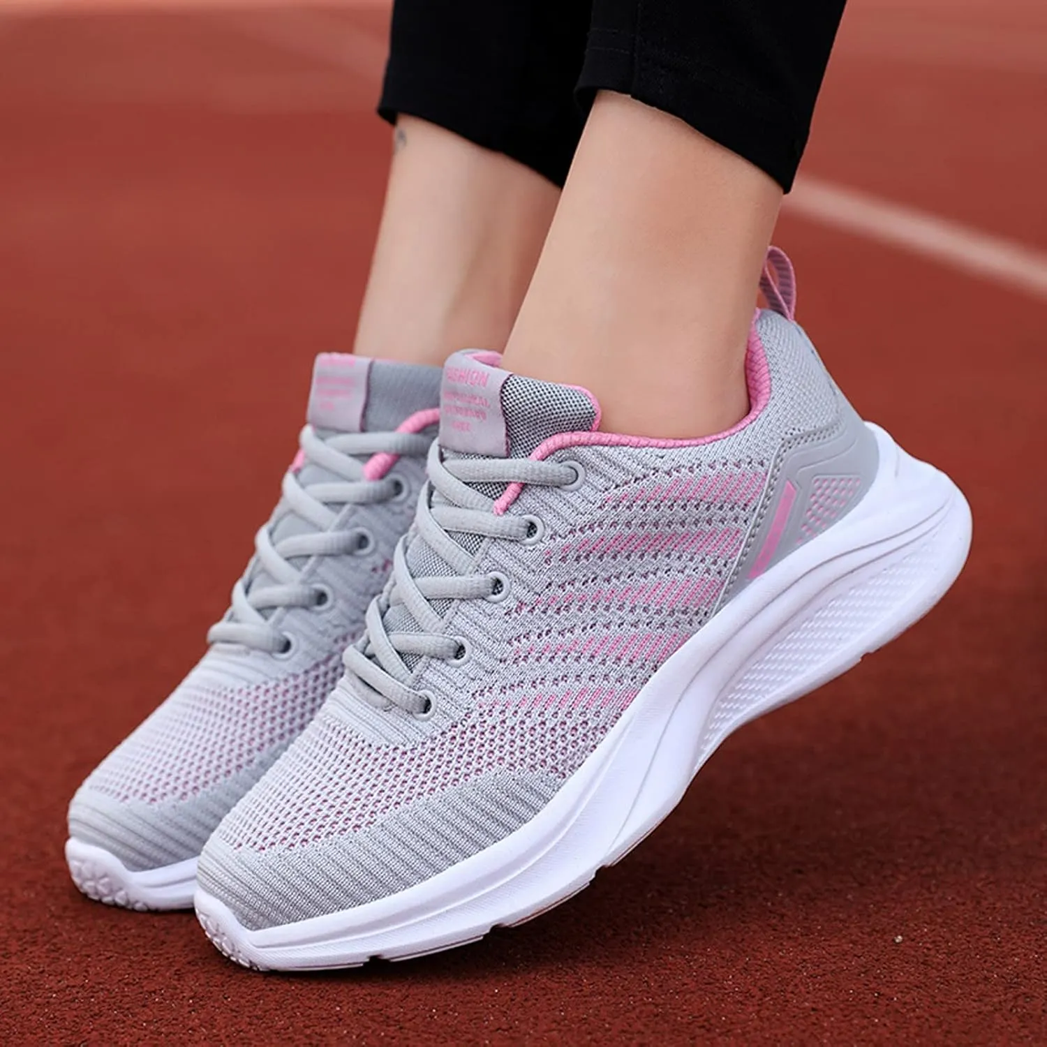Women's Orthopedic Knit Coral Sneakers Fashion Low Top Sneakers with Platform Comfortable Running Tennis Shoe