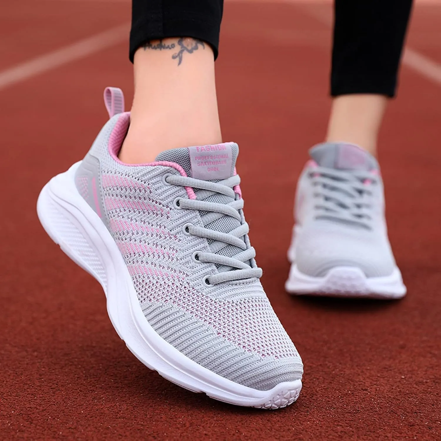 Women's Orthopedic Knit Coral Sneakers Fashion Low Top Sneakers with Platform Comfortable Running Tennis Shoe