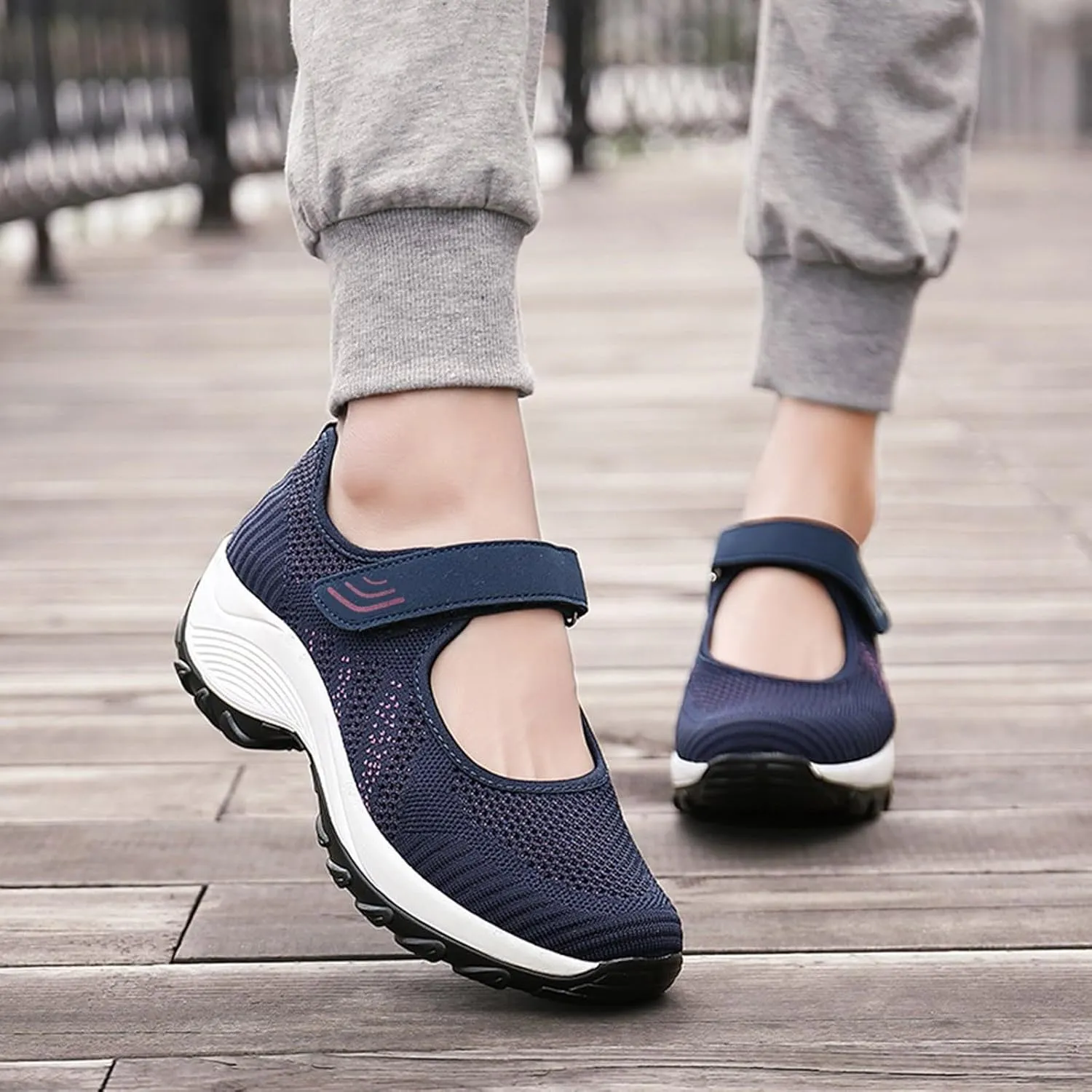 Womens Platform Sneakers Breathable Tennis Shoes Arch Support Fitness Shoes Ankle Paste Fashion Lightweight Running Shoes Hiking Footwear Casual Gym Sports Slip-Ons