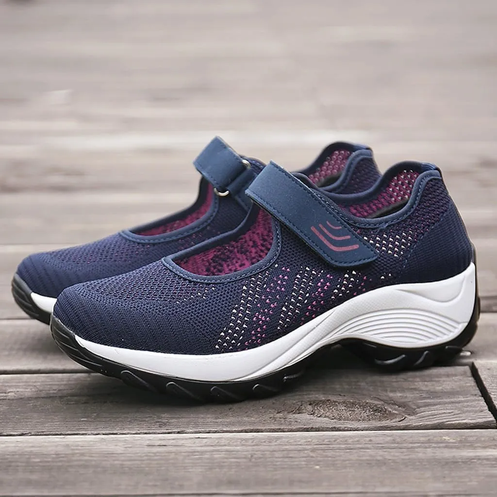 Womens Platform Sneakers Breathable Tennis Shoes Arch Support Fitness Shoes Ankle Paste Fashion Lightweight Running Shoes Hiking Footwear Casual Gym Sports Slip-Ons
