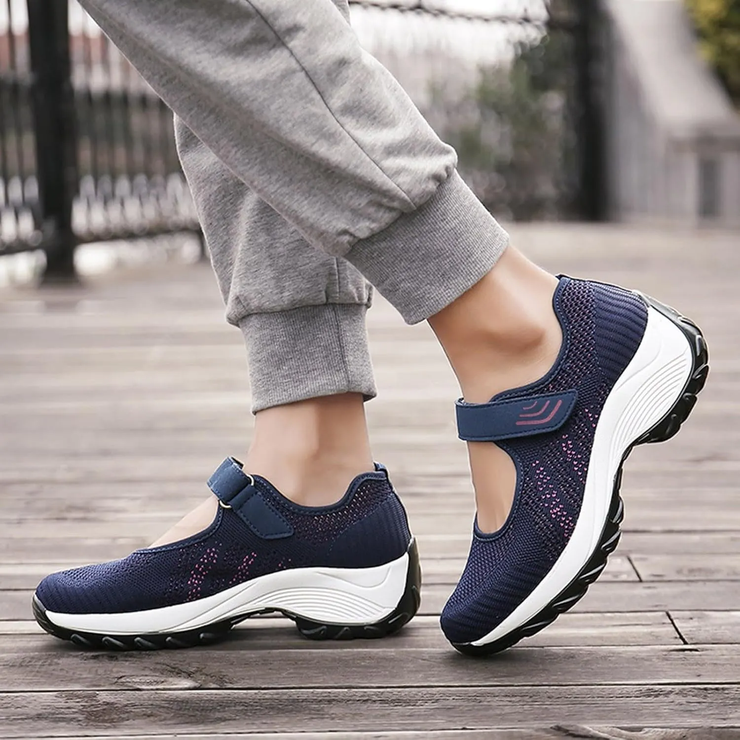Womens Platform Sneakers Breathable Tennis Shoes Arch Support Fitness Shoes Ankle Paste Fashion Lightweight Running Shoes Hiking Footwear Casual Gym Sports Slip-Ons